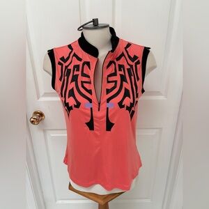 Jamie Sadock Coral and Black Graphic Tank Top